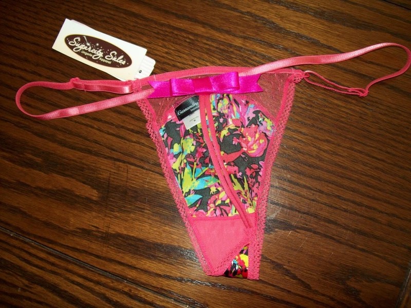 NWT CASSANDRA SATIN ADJUSTABLE SIDE G-STRING THONG PANTIES W BOW 52805 CAB S M L gallery