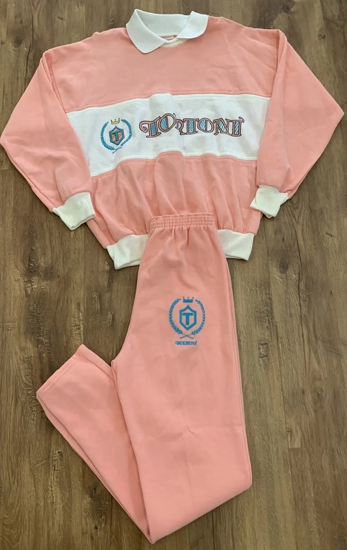 VTG Tortoni Pastel Pink Crewneck Sweatshirt Sweatsuit Pants Womens USA MADE Med.