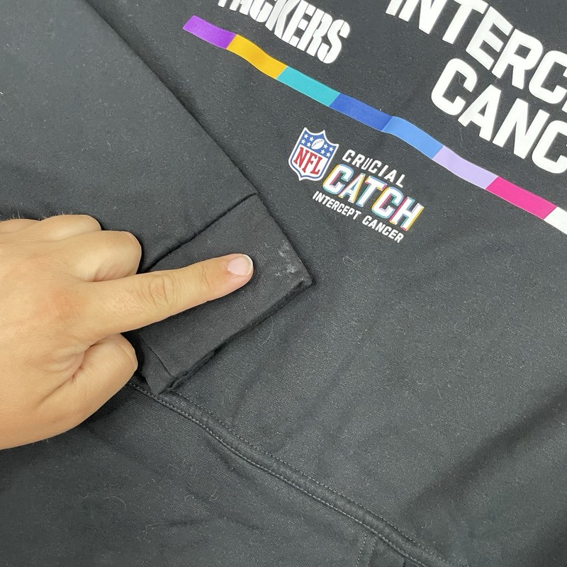 Nike Therma-Fit Hoodie Men XL Black NFL Green Bay Packers Crucial Catch Cancer gallery