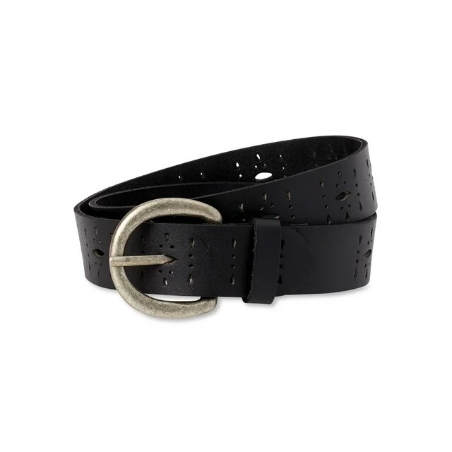 Womens Black Perforated Leather Belt (Size Small/Medium) BRAND NEW W TAGS
