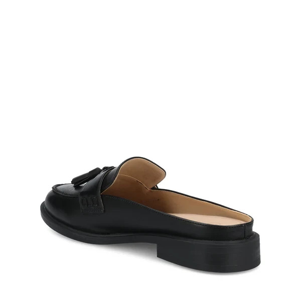 Journee Azura Women Black Mule Flats Vegan Leather Size 12M New