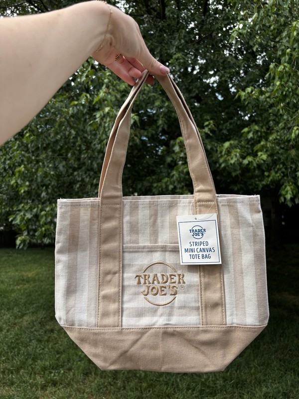 NWT Beige/Tan Stripe Trader Joe’s Mini Canvas Tote Bag! Early Summer 2026 LTO!