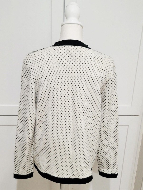 VTG Koret Embroidered Nordic-Style Cardigan Sweater in Black, White & Red | S gallery