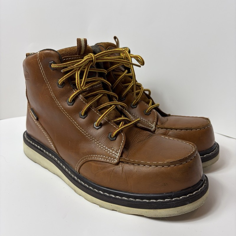 Avenger Mens Carbon Safety Steel Toe Moc Wedge Brown Mid Work Boots A7507 Size 9