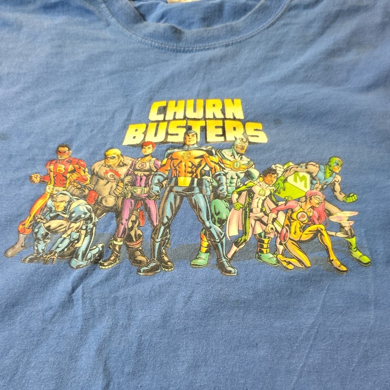 Port & Company Blue Churn Busters DIRECTV Logo Crew Neck T-Shirt 2XL Cotton
