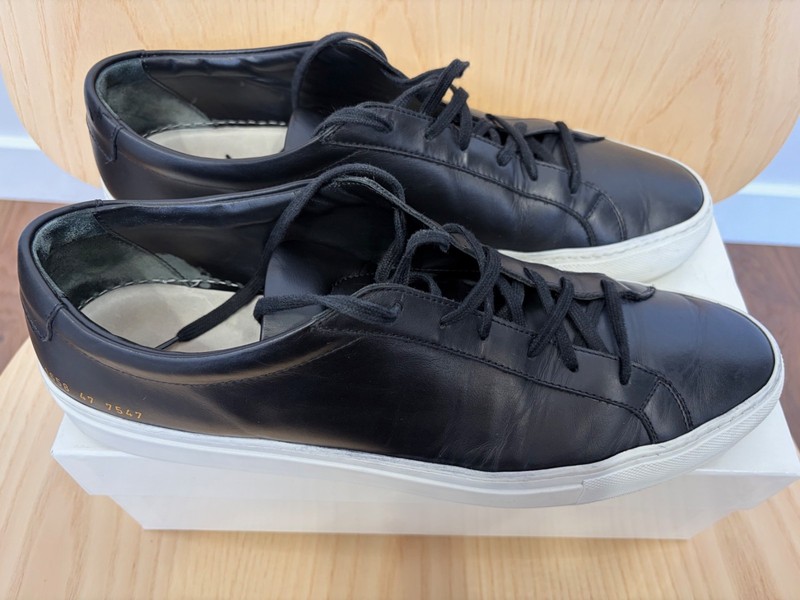 COMMON PROJECTS Original Achilles Low Top Black w/White Sole Sz 14-US/47-EU gallery