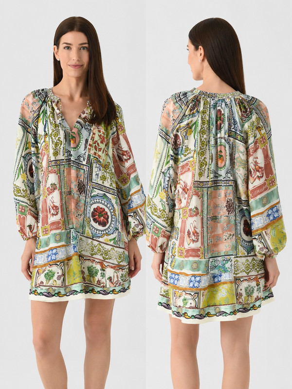 ALEMAIS Tommasina Mini Dress US 6 AU 10 NWT Patchwork Print Belted Ramie $490 🌿 gallery