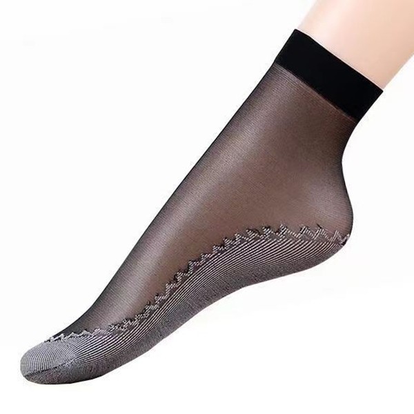 10 Pairs Women Silky Anti-Slip Cotton Sole Sheer Ankle High Tights Hosiery Socks