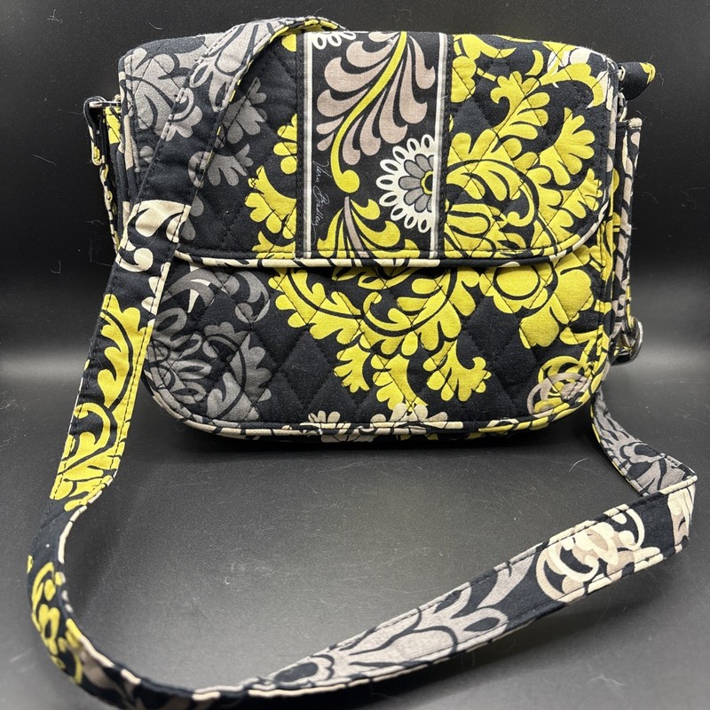 vera bradley shoulder bag, Baroque Flap distinctive Yellow Grey And Black