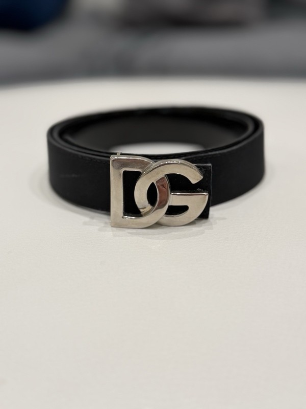 Dolce & Gabbana Women’s Black DG Logo Buckle Leather Belt Size 70cm/28in