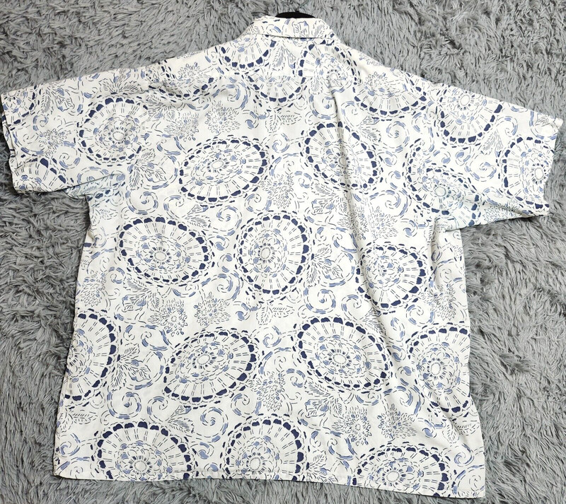 Vintage Haband Hawaiian Shirt Mens Size XL XLarge Floral Print White Blue Pocket gallery