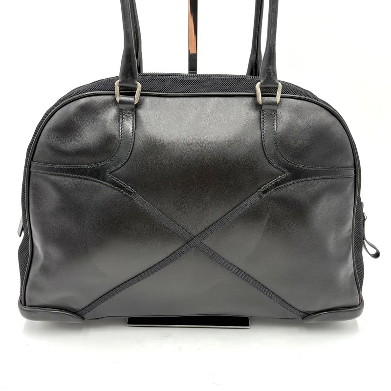Auth Prada Y2K NAPPA FIBBIE Bowling Tote Bag Leather B10510 Black 2Y8484 gallery
