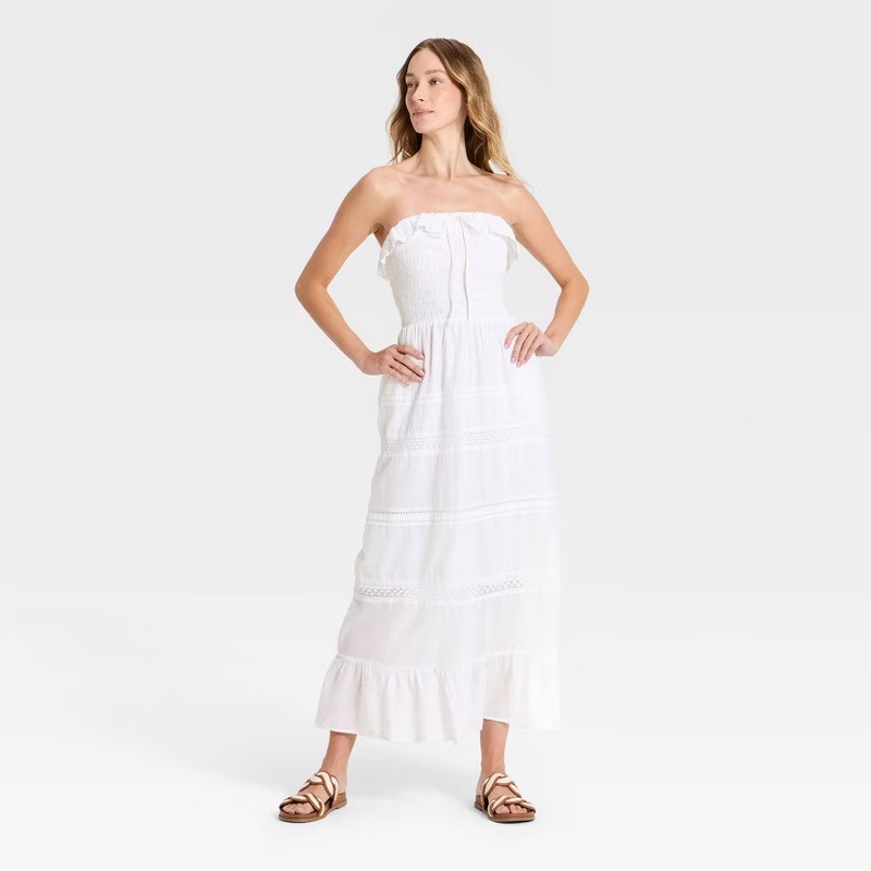Women Cotton Maxi Pullover Sundress – Universal Thread White XL