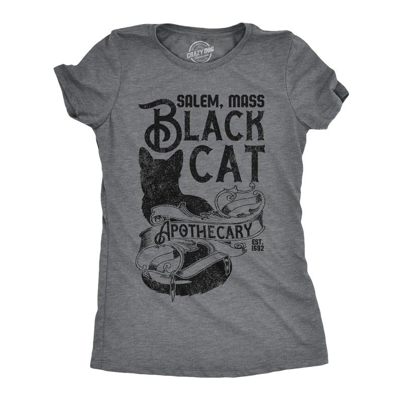 Womens Funny T Shirts Black Cat Apothecary Sarcastic Halloween Kitten Graphic