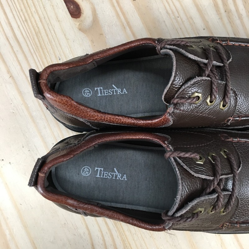 Tiestra Shoes Mens 45 Brown Casual Oxford Leather Lace Up Comfort Moc Toe Low gallery
