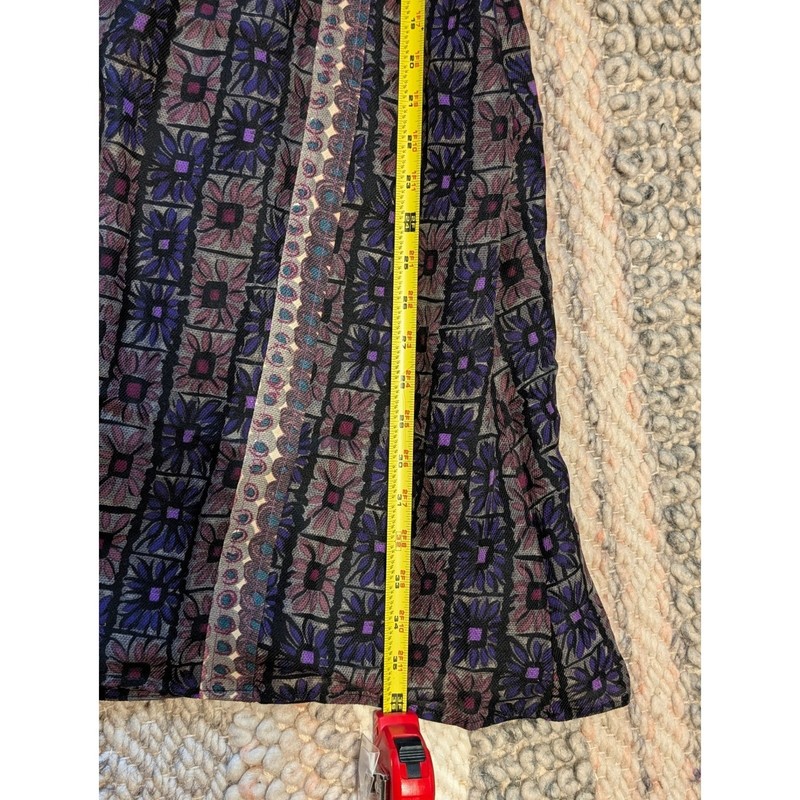 Plenty by Tracy Reese Silk Wool Blend Tie Neck Dress Purple Floral Geometric 6 gallery