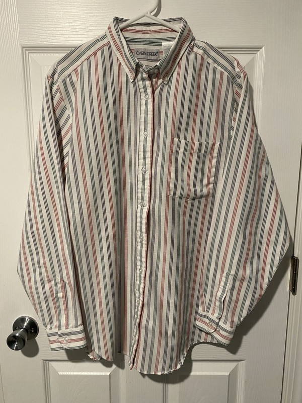 Vintage 90s Cabin Creek Shirt Womens 16T Striped Button Down 60/40 Cotton Blend