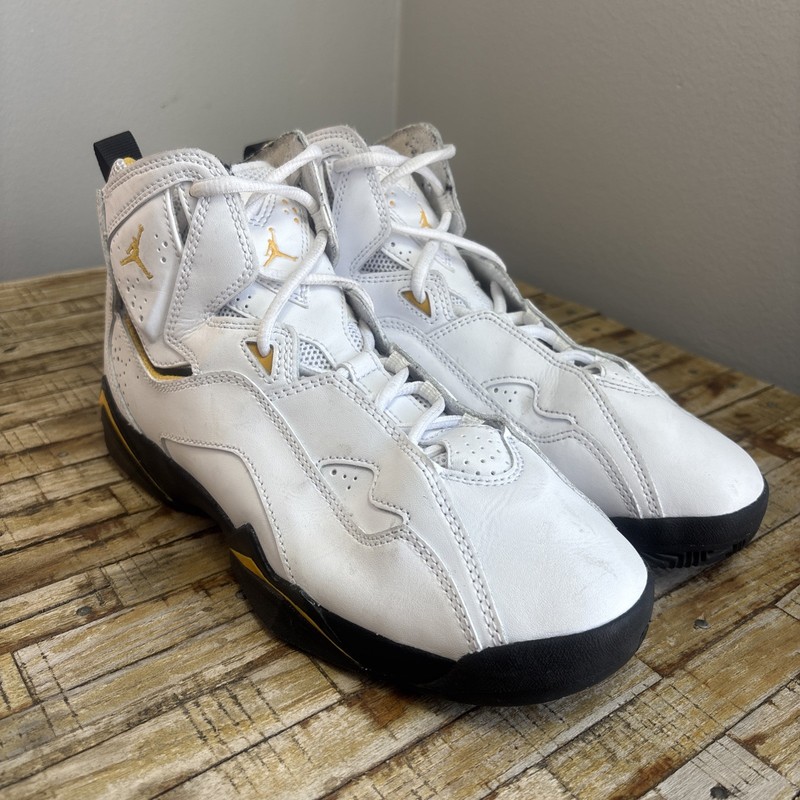 Jordan Big Kid’s True Flight White/Black-Yellow Ochre 343795-107, Size 7Y