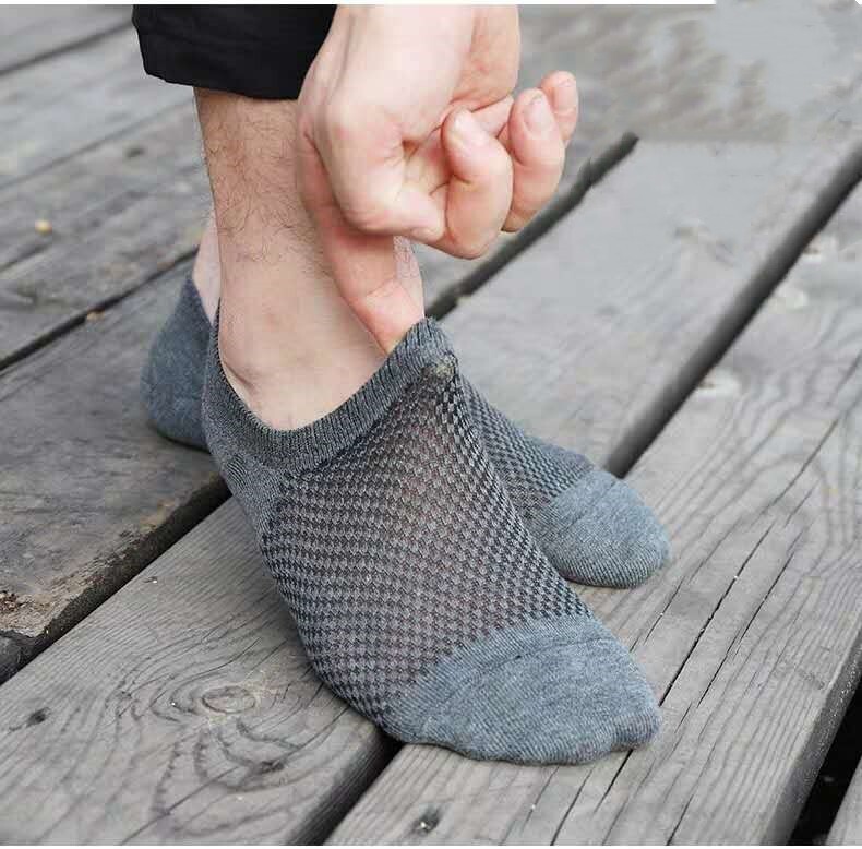 5/10 Pairs Bamboo No Show Nonslip Ankle Work Sport Breathe Mesh Solid Men Socks gallery