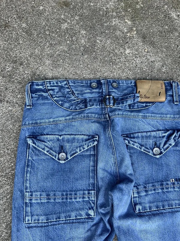 Vintage 2000s G Star Balmain Style Buckle Back Denim Jeans gallery