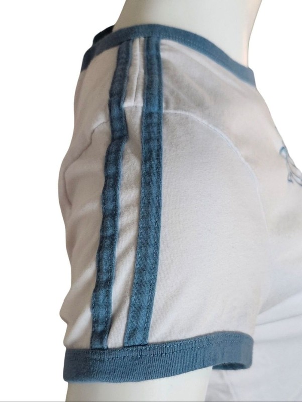Rue21 White Texas Graphic Cropped Baby Tee Blue Trim Ringer Top gallery