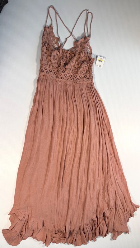 Free People FP One Adella Maxi Dress M Rust Terracotta Lace Romantic Boho NWT gallery
