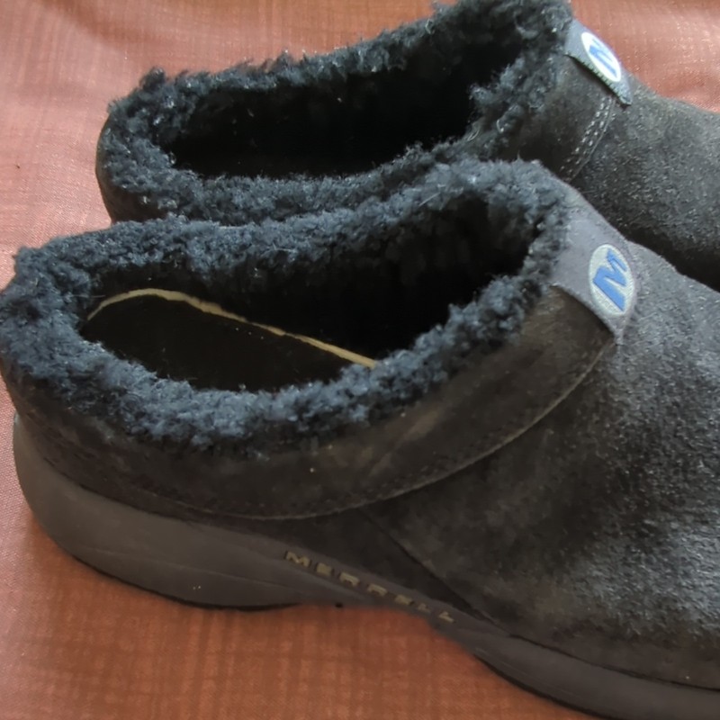 Merrell Primo Chill Slide Men's Black Suede Faux Fur Lined Slippers US 10.5 gallery