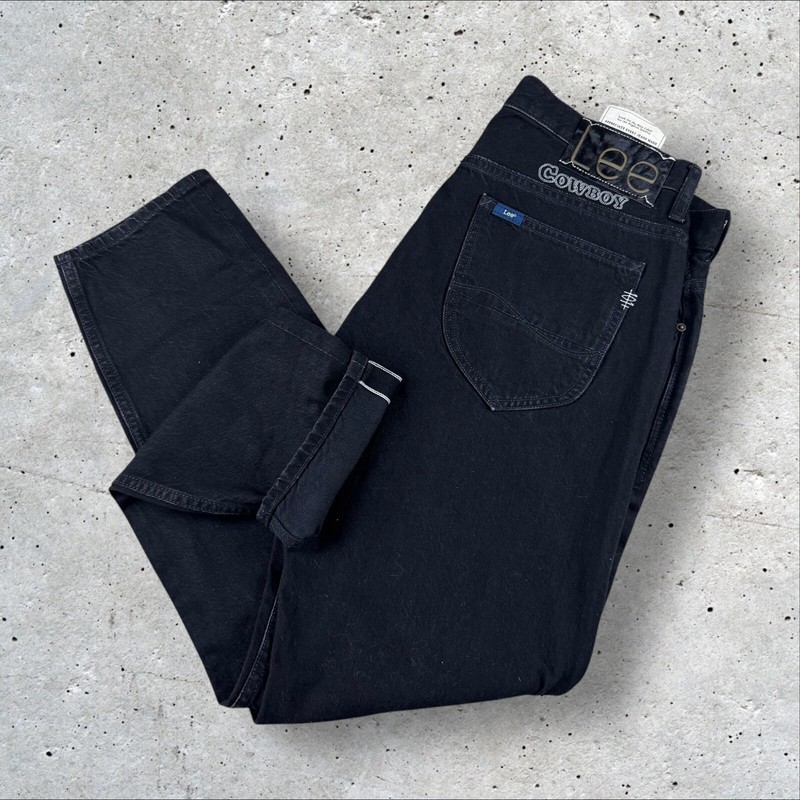 LEE 101 + Selvedge Denim Jean Sz 32×31 731 Tapered Cowboy Hide Patch Western