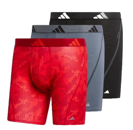 adidas Boxer Briefs Mens 2XL AeroReady Mesh 3 Pair 5 Inch Inseam Red Grey Black