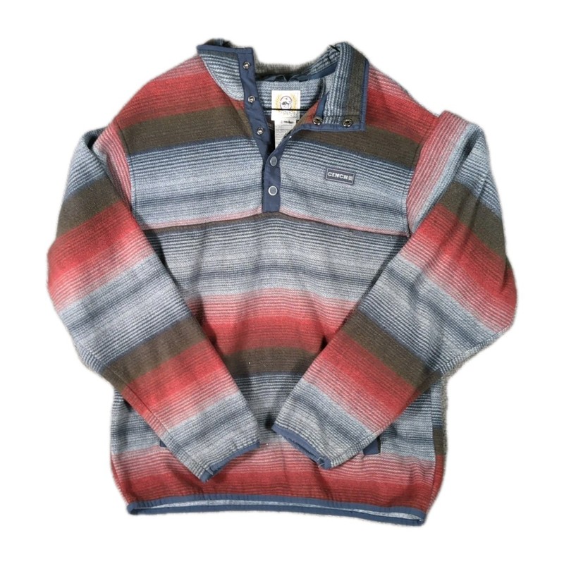 Cinch Printed Polar Fleece Pullover Mens Medium Country Western Cowboy 1/4 Snap