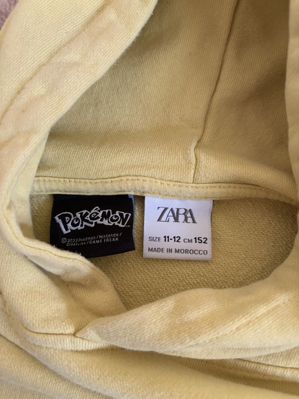 ZARA Pokémon Pikachu Yellow Pullover Hoodie Kids 11-12 (152cm) Cotton gallery
