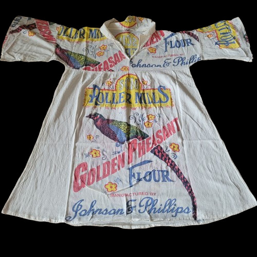 Flour Sack Dress Pheasant Vintage Look Feed Sack Garden Hippie Boho One Size