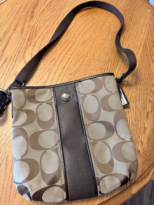 COACH F21905 SIGNATURE STRIPE DUFFLE SIGNATURE FABRIC KHAKI/MAHOGANY
