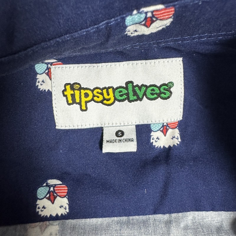 Tipsy Elves Shirt Men Small Bald Eagle Sunglasses Patriotic Button Up Fun Novel gallery