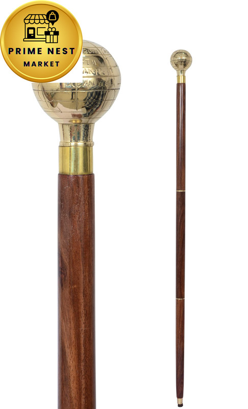Aasiya as show in picture golden handle and brown walking stick 3 fold