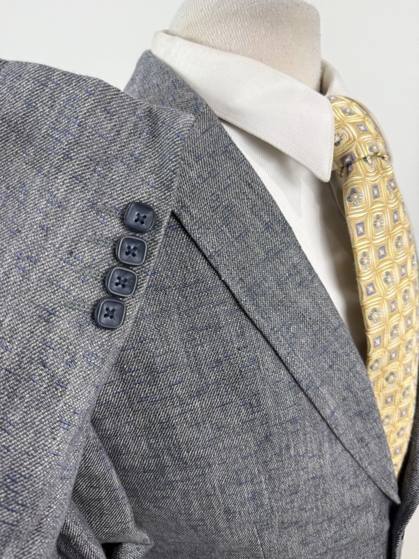 1 Like No Other Men’s Gray Sharkskin Italian Linen Hemp Cotton Sport Coat 40 R