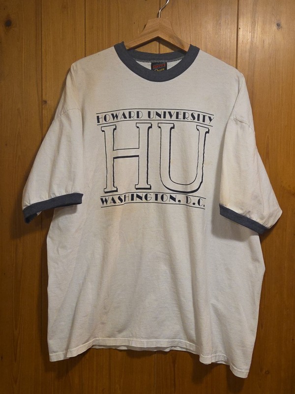Vintage 90s HOWARD UNIVERSITY Washington D.C. XXL Ringer T-shirt 24×30 SOFFE’S