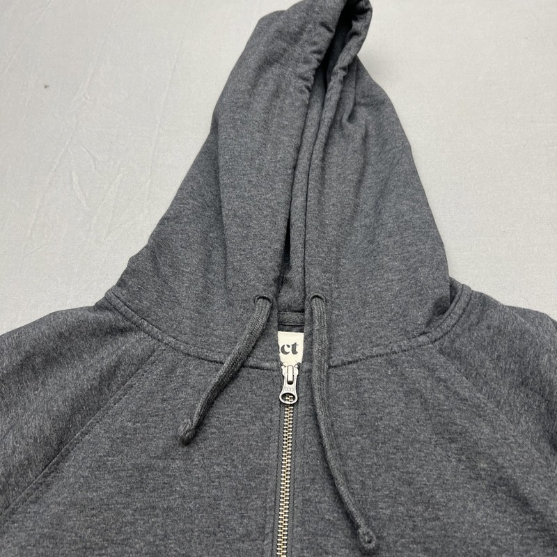 Pact Mens Large Grey Full Zip Hooded Sweatshirt Organic Cotton Stretch EUC gallery