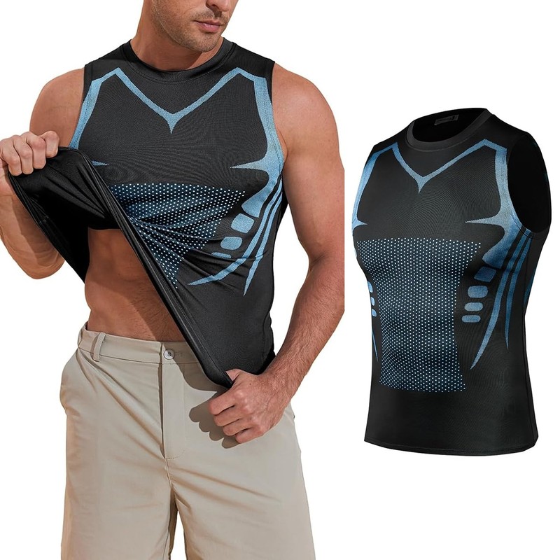 Men’s Compression Shirt Version Ionic Shaping Sleeveless Vest Sport Tank Top Gym