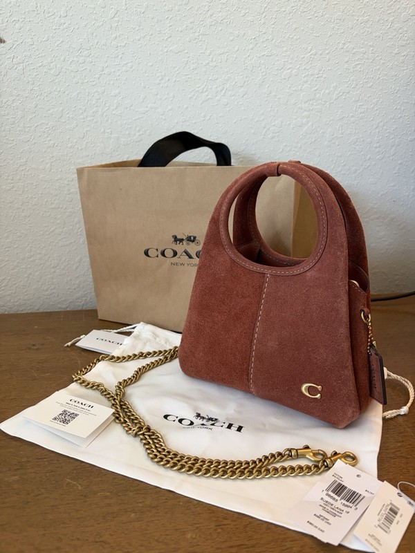 Brand New Coach Suede Lana 19 in Clay with brass hardware gallery