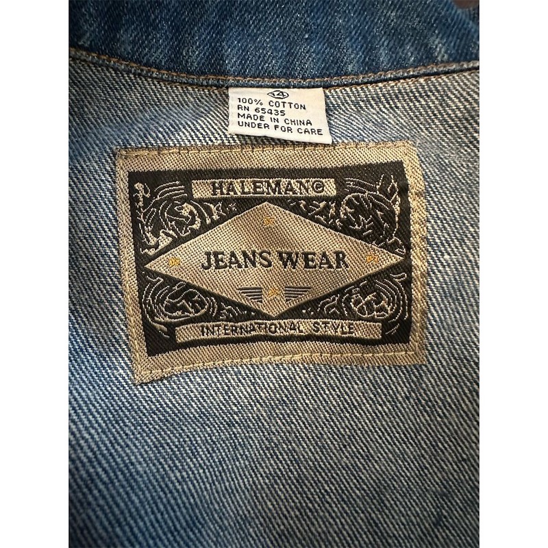 Haleman Jeans Wear Vintage Denim Jacket Blue Embroidered Horse Design Unisex gallery