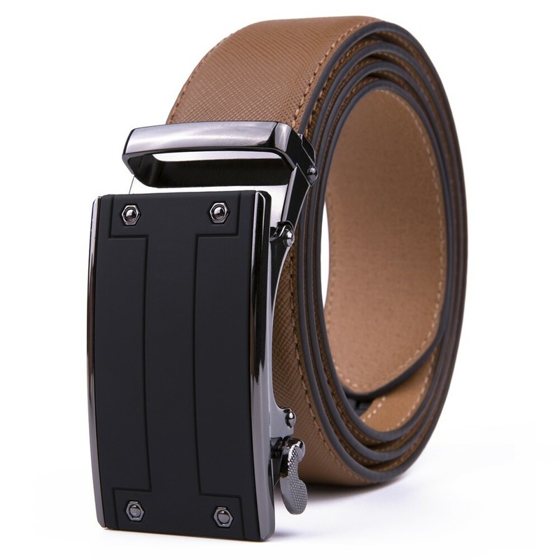 Men's Belt Leather Ratchet Belts Automatic Buckle 1.37inch Width gallery