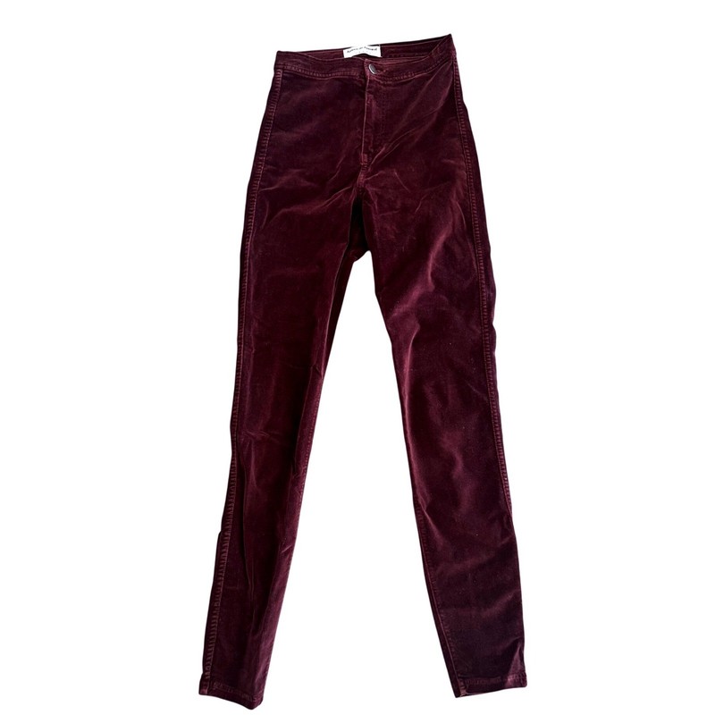 American Apparel JeanVelvet High Waisted Pants Burgundy Indie Sleaze Sz S