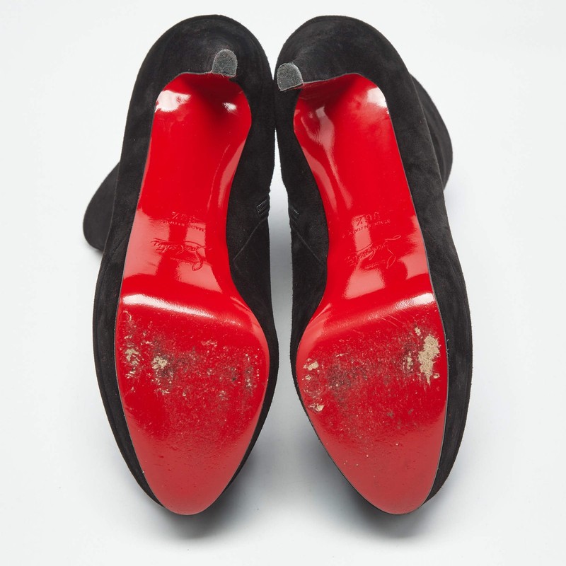 Christian Louboutin Lady Daf Size 36.5 Black Suede Booty Platform Ankle Length gallery