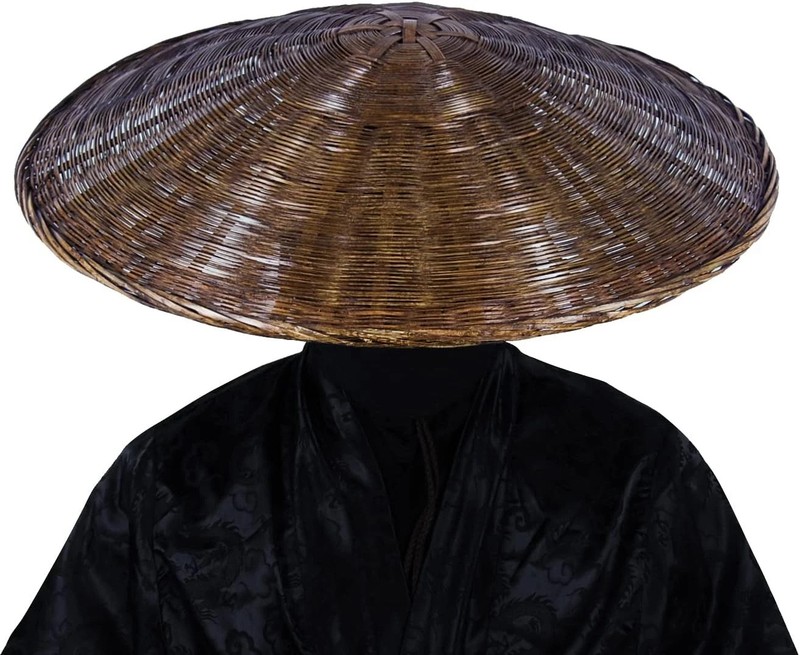 Samurai Swordsman Cosplay Bamboo Hat – Japanese Asian Hat, Dia.21 Inches Depth 4