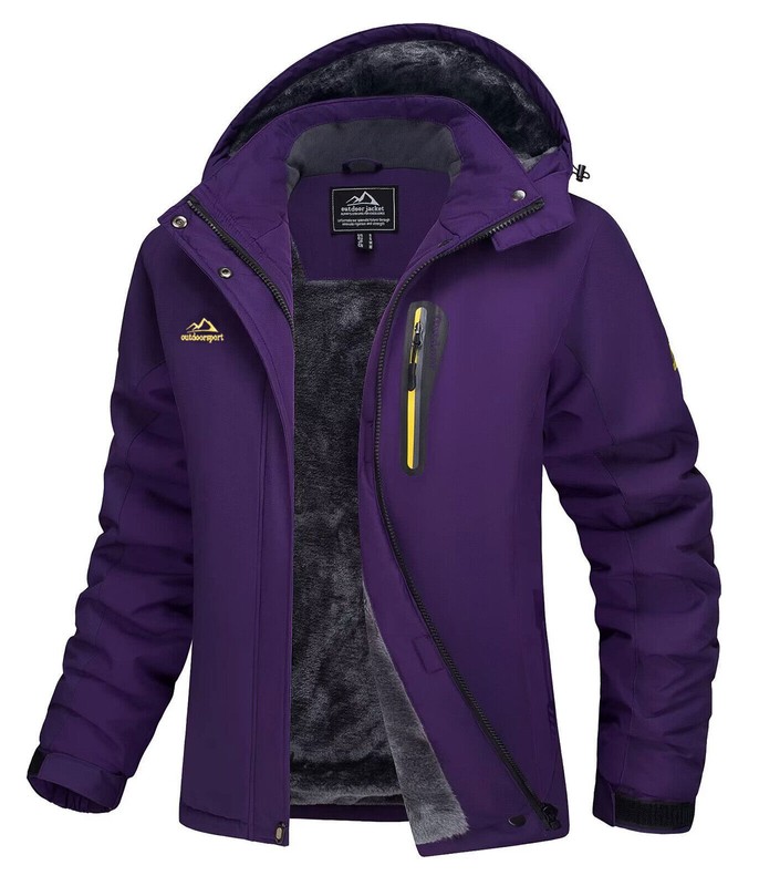 Womens Waterproof Ski Jackets Winter Warm Thermal Fleece Snow Outdoor Hood Coats
