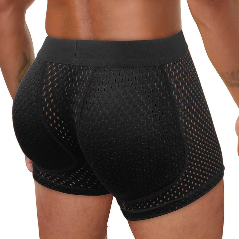 Mens Padded Underwear Briefs Boxers Big Butt Booster Hip Enhancer with 2 Pads US