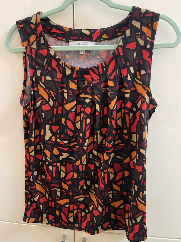 Kasper Separates Sleeveless Ethnic Tribal Top Tank Blouse -Size S