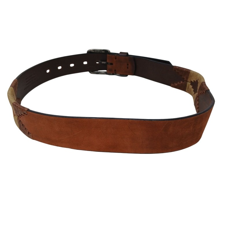 Gaucho Brown Leather Belt 80 cm Sz 31 Embroidered Western Tribal w/Buckle #D26B gallery