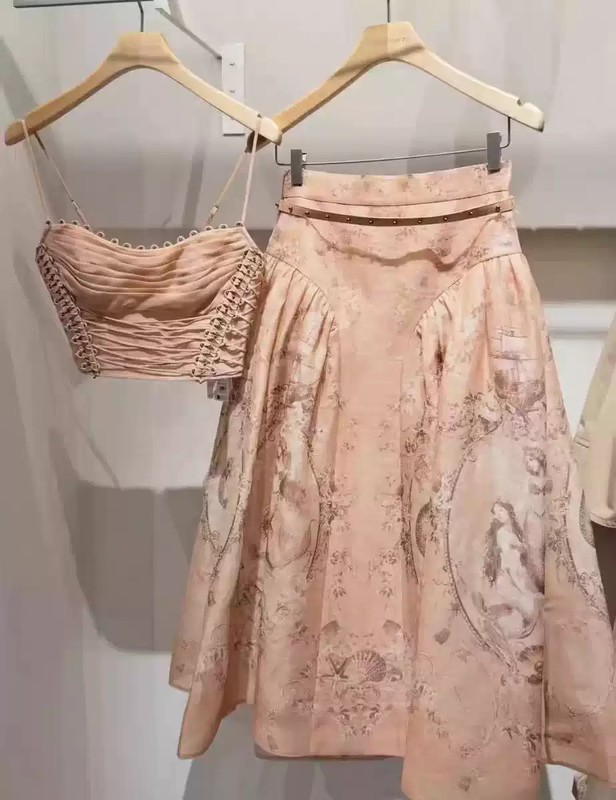 NWT Zimmermann Embroidered Cami Top Midi Skirt Mermaid 2PC Set Womens